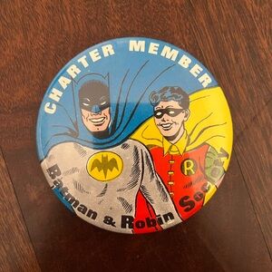 1960s Batman And Robin Society Charter Member Pin Badge Vintage DC Comics
